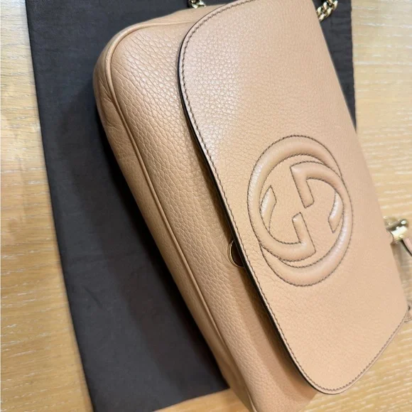 Gucci Tan Leather SoHo Flap Crossbody Bag - Picture 14 of 15